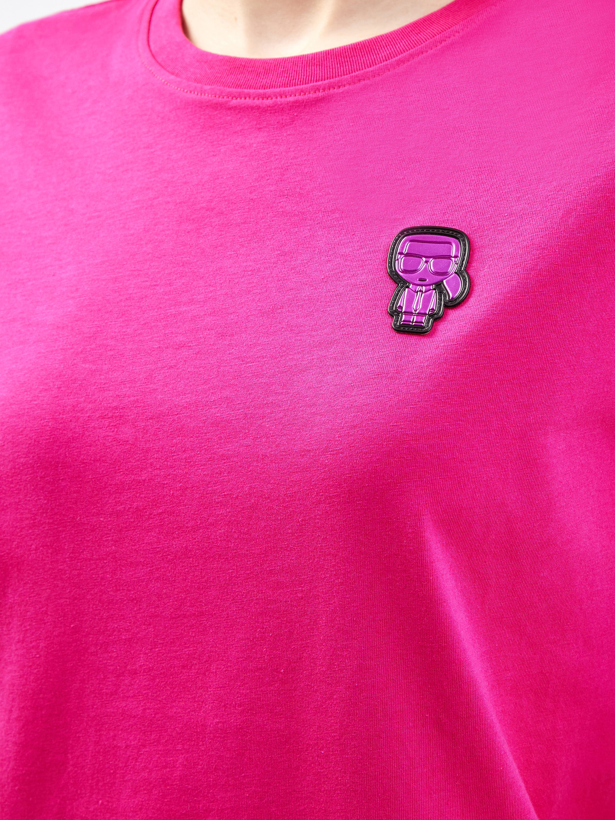 Футболка из мягкого джерси с металлизированной нашивкой K/Ikonik KARL LAGERFELD, цвет розовый, размер M;L Футболка из мягкого джерси с металлизированной нашивкой K/Ikonik - фото 5